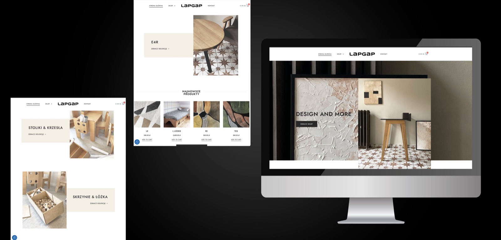 LapGap — sklep internetowy z meblami, widok desktop i mobile
