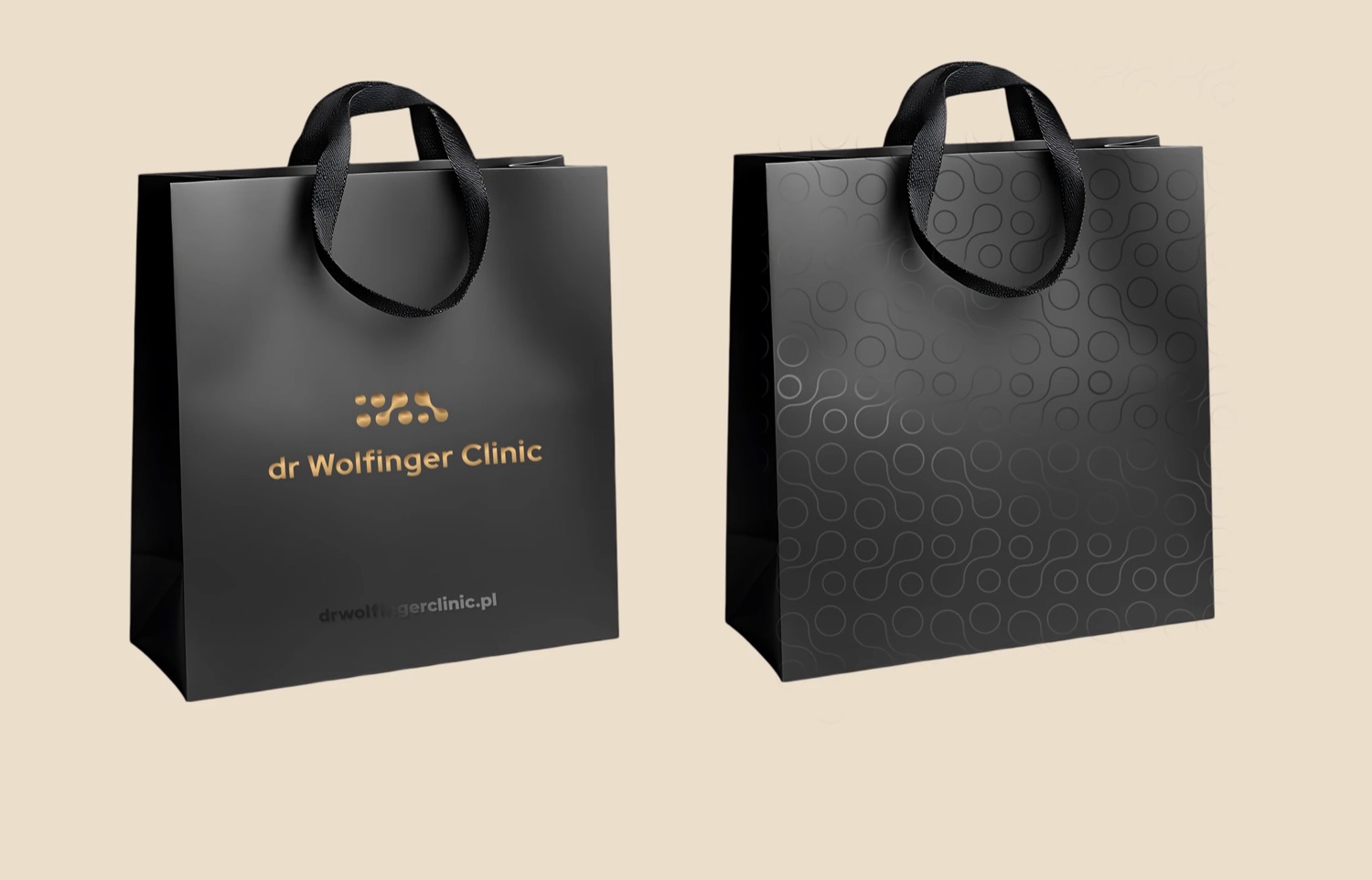 dr Wolfinger Clinic — torby papierowe z logo